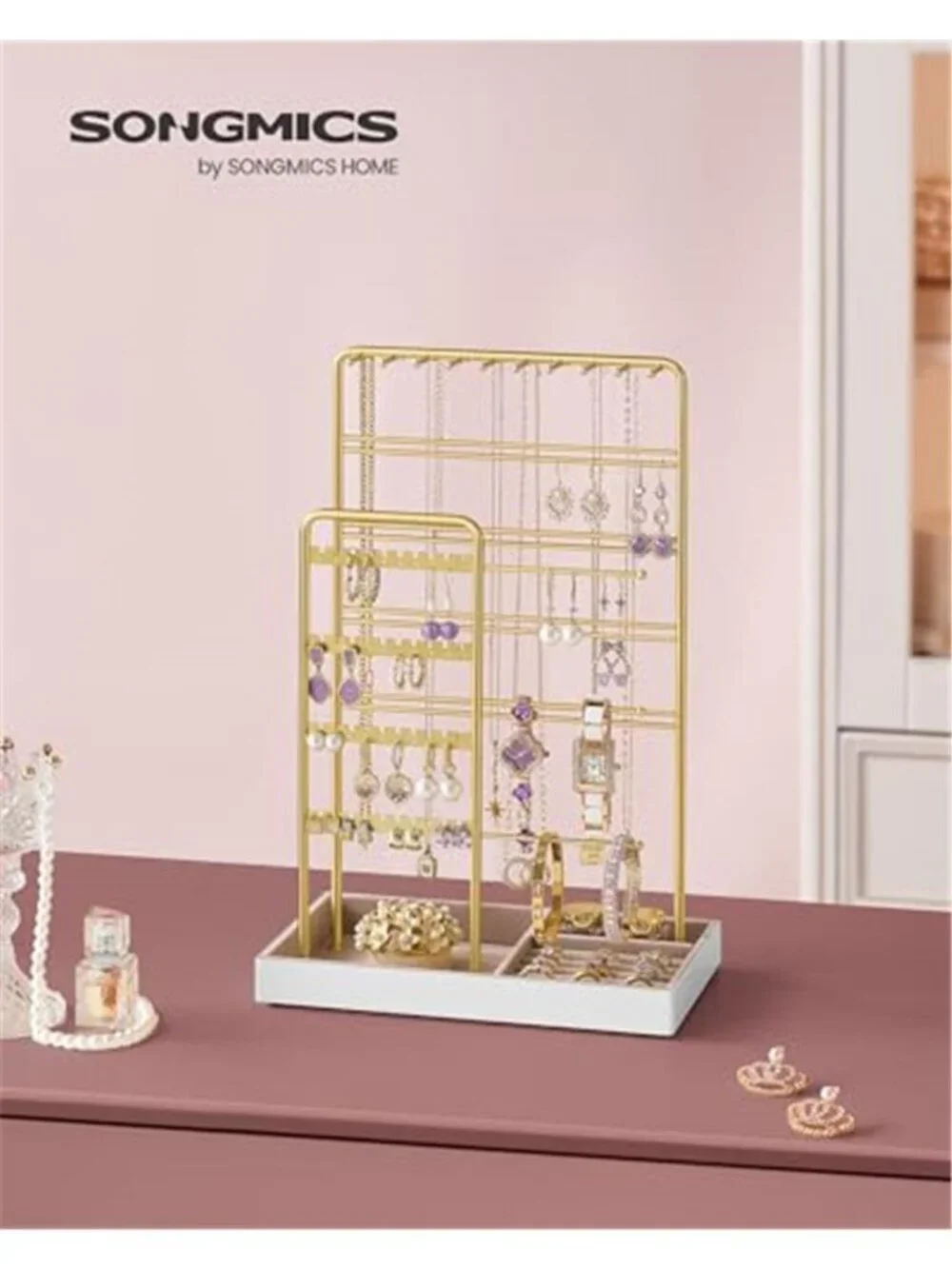 Necklace Holder, Jewelry Stand Holder Organizer,Jewelry Display with Metal Frame